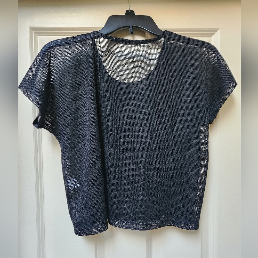 Vintage Havana Black Sheer Women's Cropped Top, Large